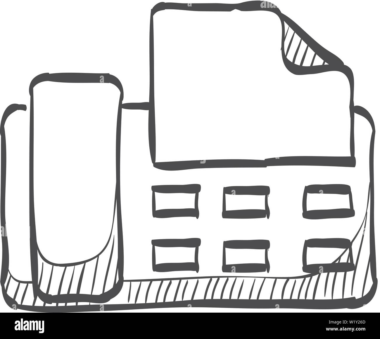 Télécopieur de l'icône doodle sketch lignes. L'équipement électrique de bureau fax machine d'impression de copies Illustration de Vecteur