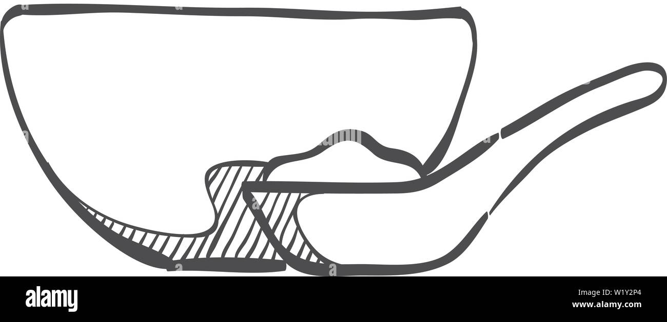 Bol de porridge en icône doodle sketch lignes. Illustration de Vecteur