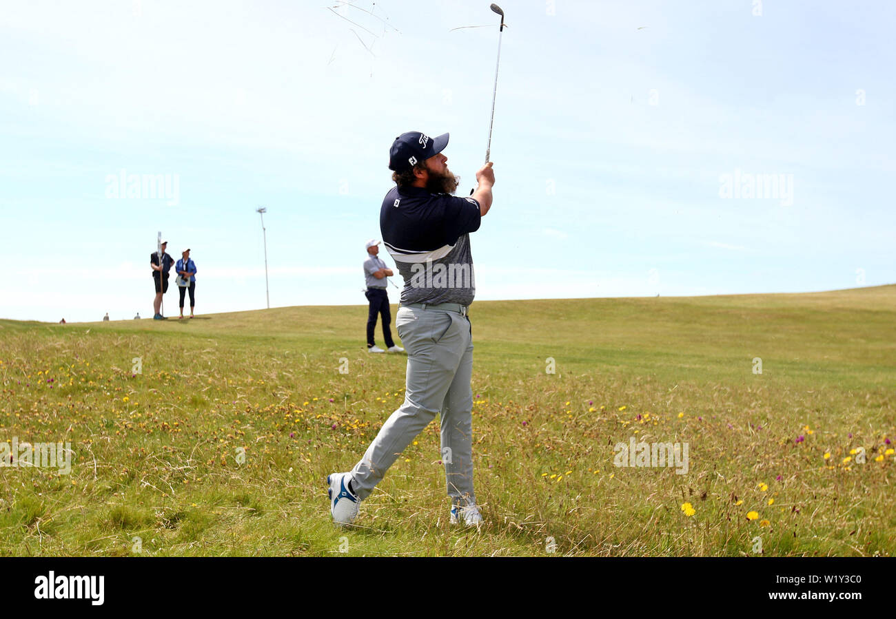 L'Angleterre Andrew Johnston au cours de la première journée du Dubai Duty Free 2019 Irish Open à Lahinch Golf Club. Banque D'Images