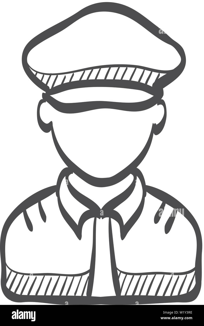 Dans l'icône avatar pilote doodle sketch lignes. Le contrôle de l'avion avion aviation Personnes Illustration de Vecteur