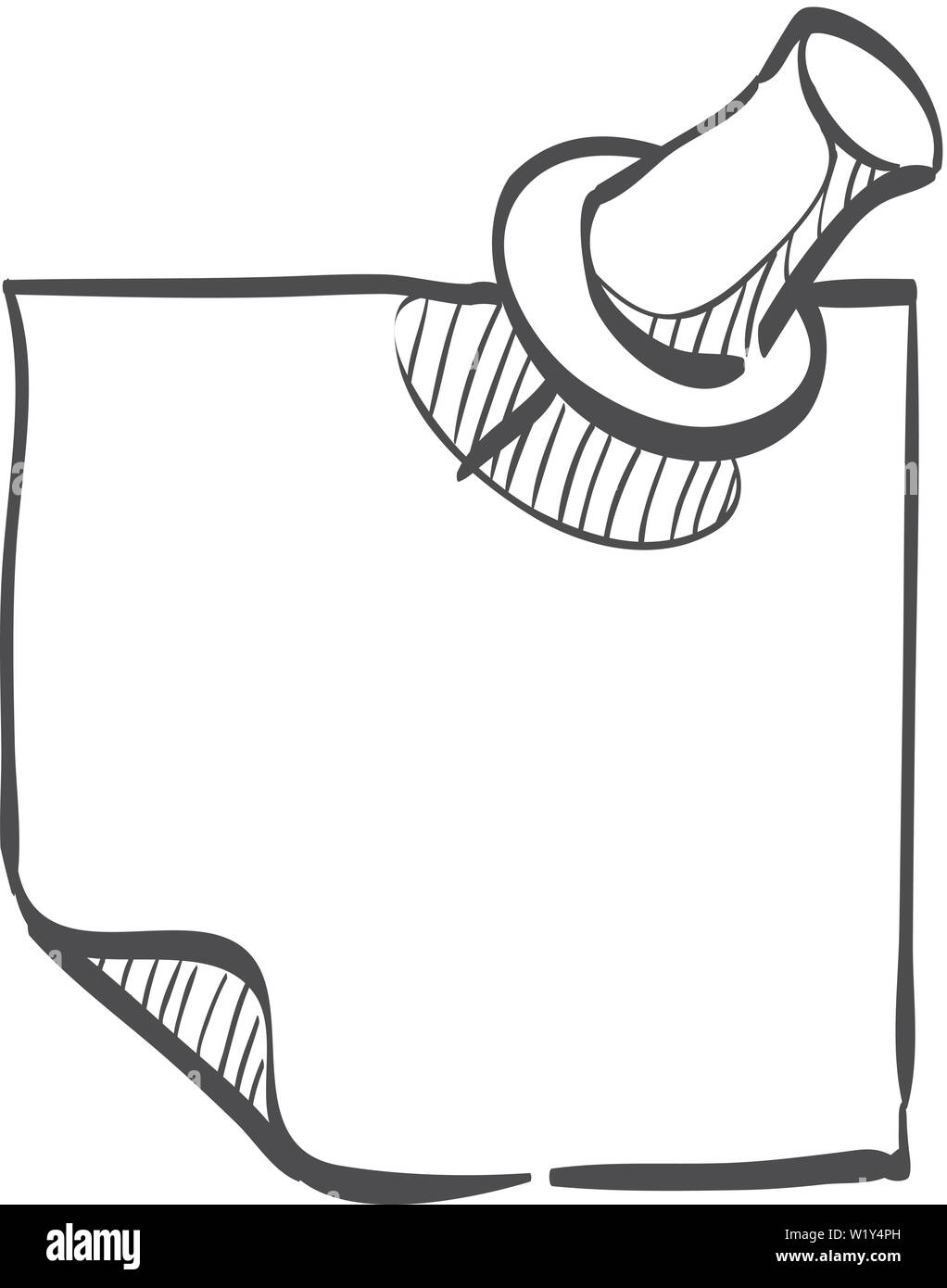 Sticky note icône dans doodle sketch lignes. Message de programme de rappel d'équipe les fournitures de bureau Illustration de Vecteur