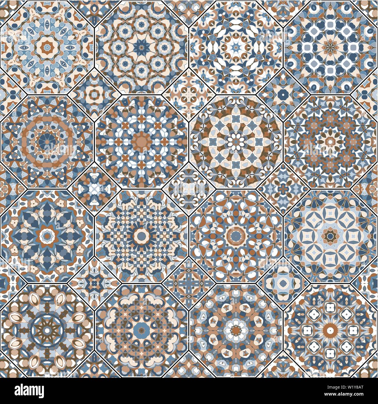 Ensemble de la place octogonale et ornements de l'Est. Éléments de conception et de décoration pour l'industrie textile, des couvertures de livre, de fabrication, d'impression, papier cadeau. Vector illust Illustration de Vecteur