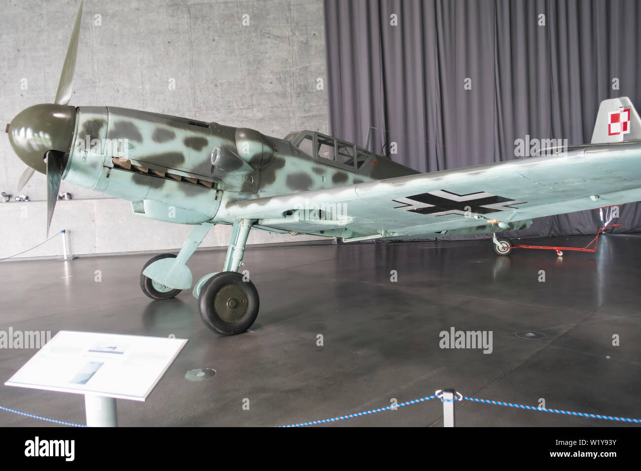 Messerschmitt bf 109G-6 avion de chasse monoplace au Musée de l'air polonais Cracovie, Pologne, Europe. Banque D'Images