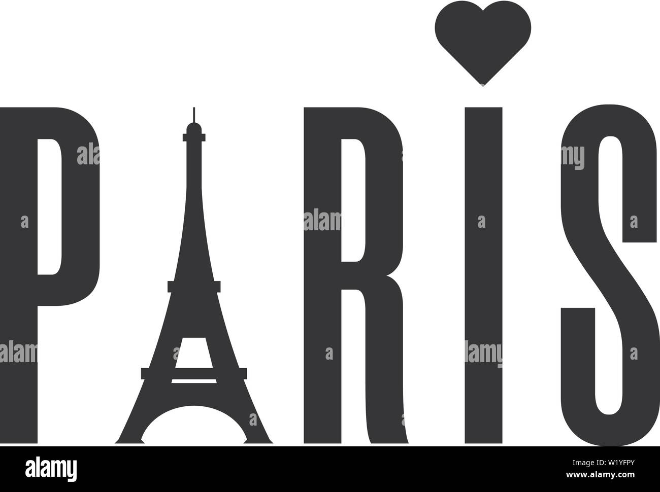 Mot de Paris avec la tour eiffel isolé sur fond blanc. Black label ou logo. Illustration vecteur propre et moderne pour la conception de web. Illustration de Vecteur