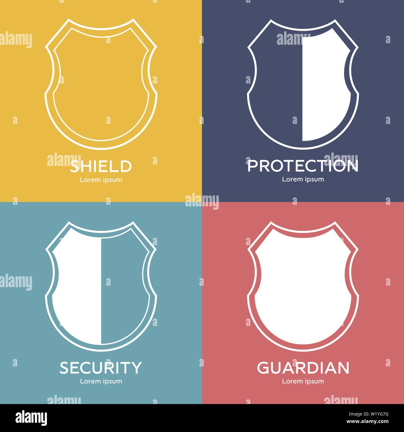 Ensemble d'icônes de l'écran. Logo de l'entreprise de sécurité. Résumé symbole de protection. Illustration vecteur propre et moderne. Illustration de Vecteur