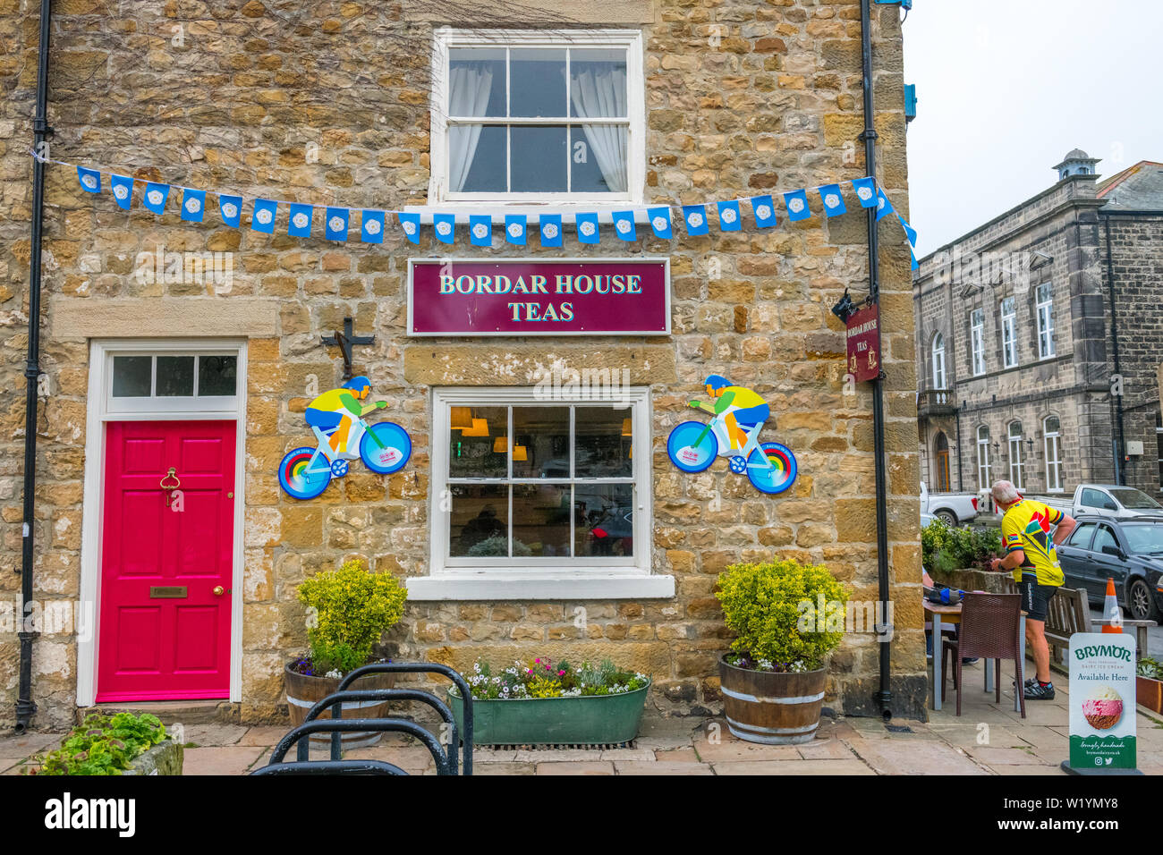 Les Thés Maison Bordar cafe dans les vallées du Yorkshire village de Masham, Angleterre, Banque D'Images