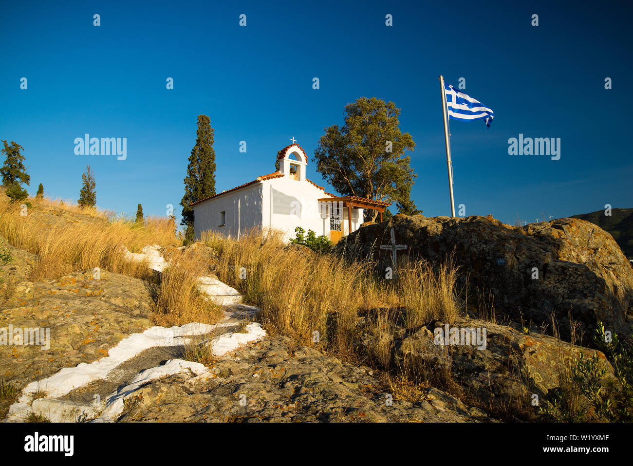 Petite chapelle à Poros, Grèce Banque D'Images
