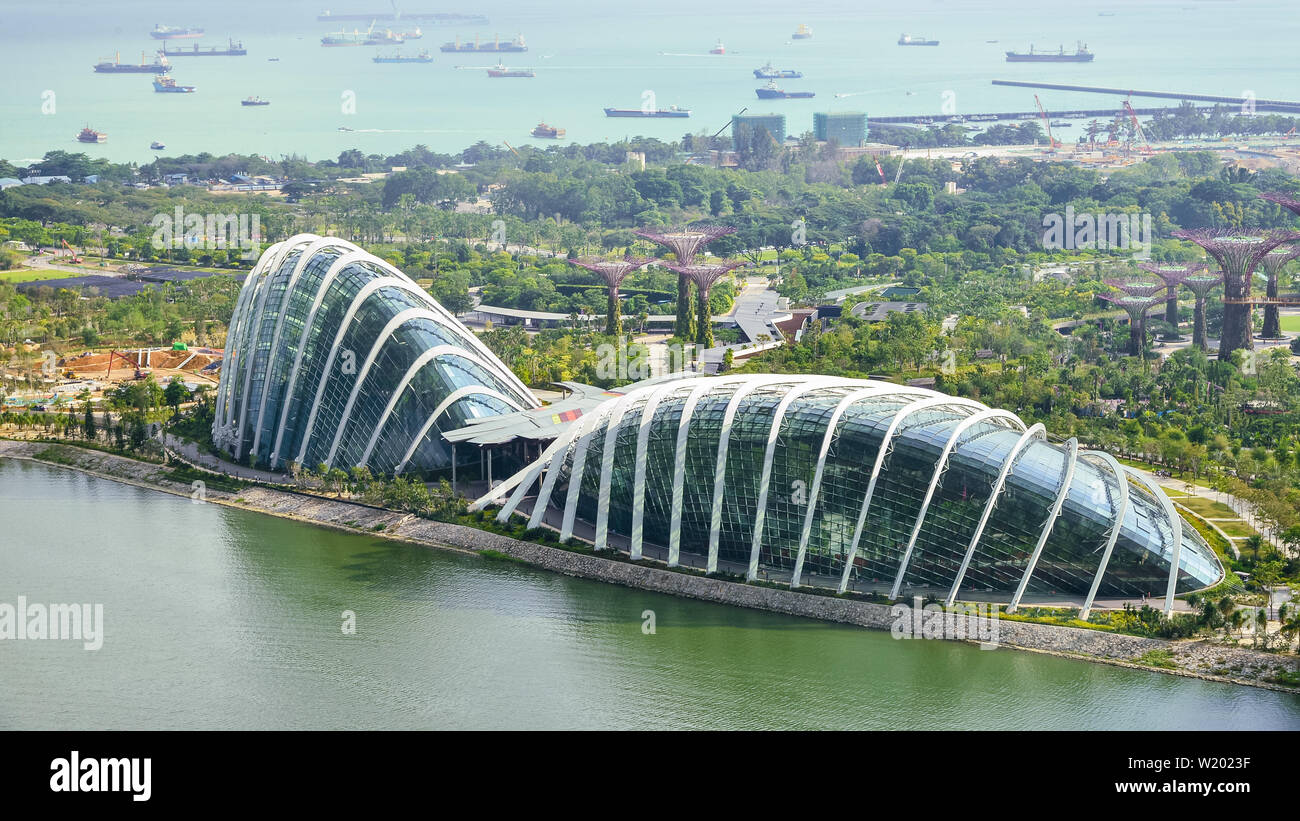 La ville de Singapour - Jan.12, 2013 : Jardins de la baie, un parc à thème nature s'étendant sur 250 acres de terrains dans la région centrale de Singapour. Banque D'Images