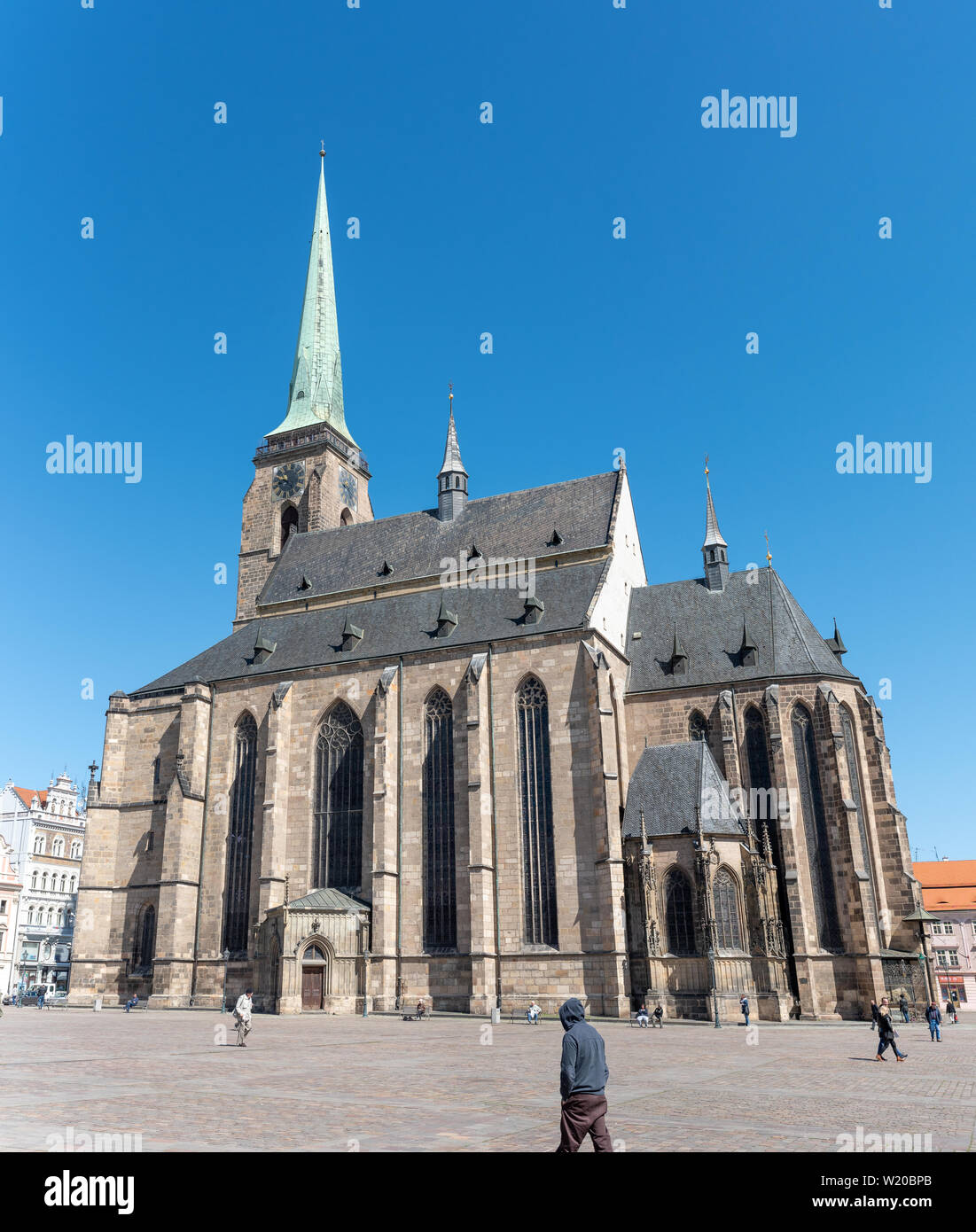 La Cathédrale de Saint Barthélémy, célèbre monument historique et religieux de la ville de Plzen Banque D'Images