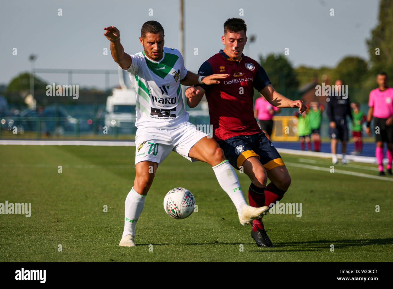 CARDIFF, Royaume-Uni. 4 juillet 2019. La Jordanie Agneau de Cardiff a rencontré le FC et Yann Marques du FC Progrès Niederkorn dans l'Europa League match à la Cardiff International Sports Stadium. © Photo Matthieu Lofthouse - Photographe indépendant Crédit : Matthieu Lofthouse/Alamy Live News Banque D'Images