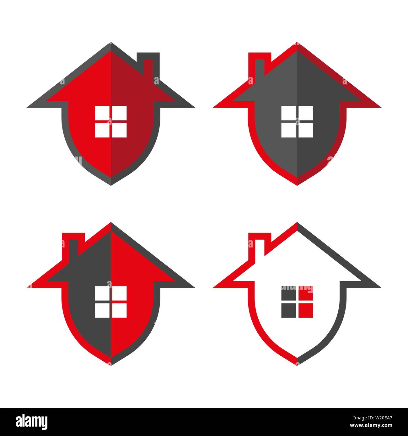 La sécurité à la maison. Accueil en forme shield, illustrations vectorielles. Home protection logo design modèle. Bouclier vecteur illustration logotype et de la chambre. Graphic Illustration de Vecteur