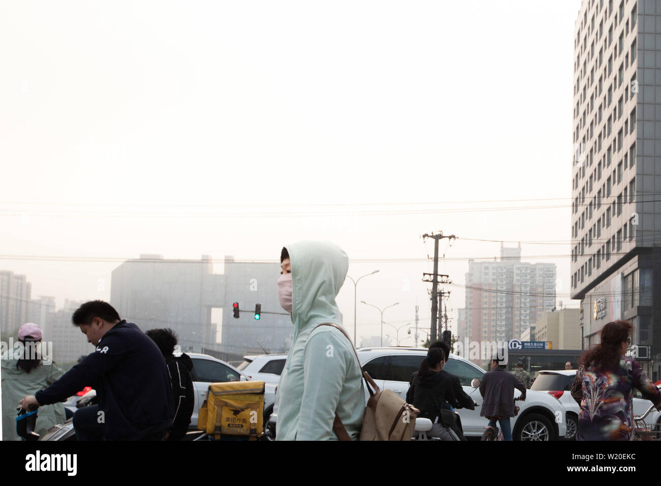 Heures de pointe sur Dawang road et Guang Qu road - Beijing, Chine Banque D'Images