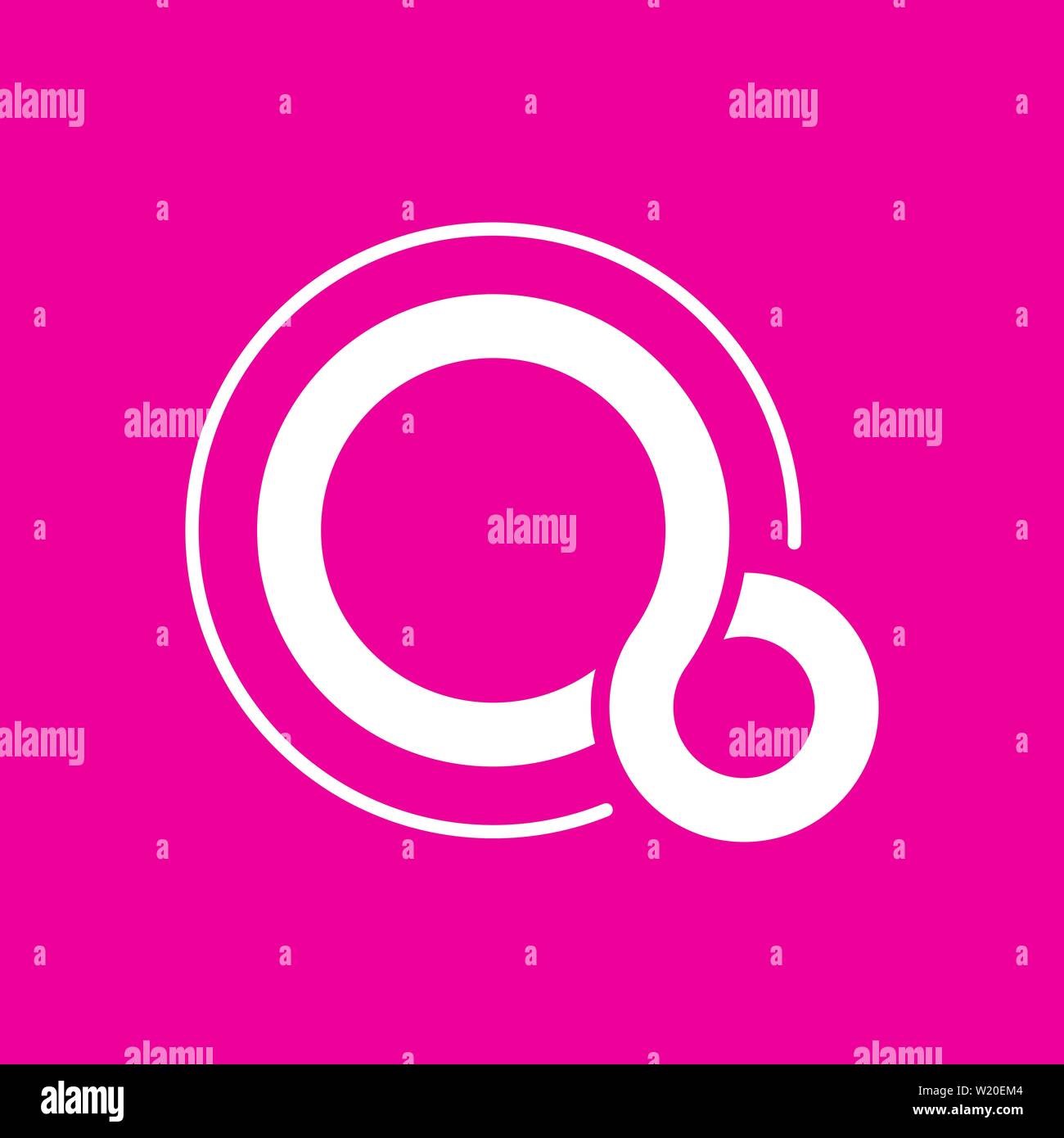 Lettre stylisée Q. vecteur logo, lettre Q sur fond rose. Vector Illustration. EPS 10. Illustration de Vecteur