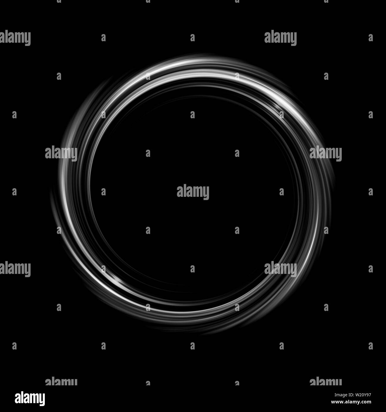 Spirale Blanc brillant avec lumière cercle sur fond noir, abstract background Banque D'Images