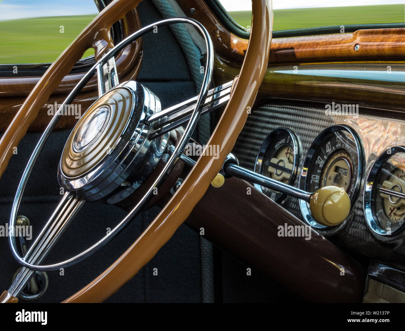 Auto Buick volant et planche de bord détail Banque D'Images