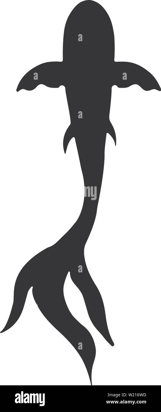 Résumé à la main le poisson carpe ossature isolé sur fond blanc. Koi de poissons dessinés à la main. Carpes japonaises. Vue d'en haut. Illustration de Vecteur