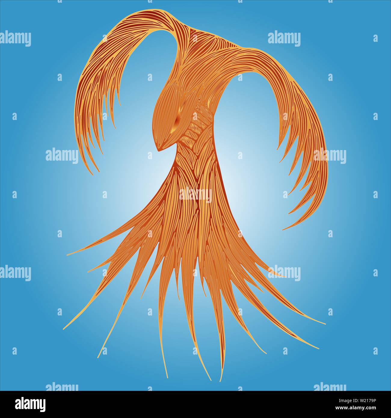 Phoenix Fire bird Illustration et conception des personnages. Oiseau de feu Phoenix isolé sur fond blanc. Conception de tatouage animal japonais. Contours dessinés à la main, Illustration de Vecteur