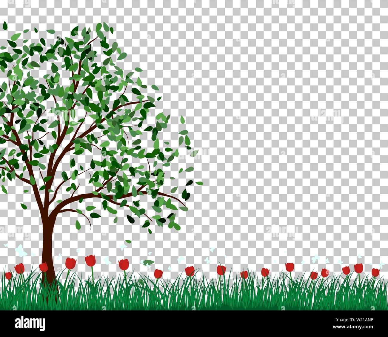 Summer meadow background avec des tulipes. Illustration vecteur EPS 10. Illustration de Vecteur