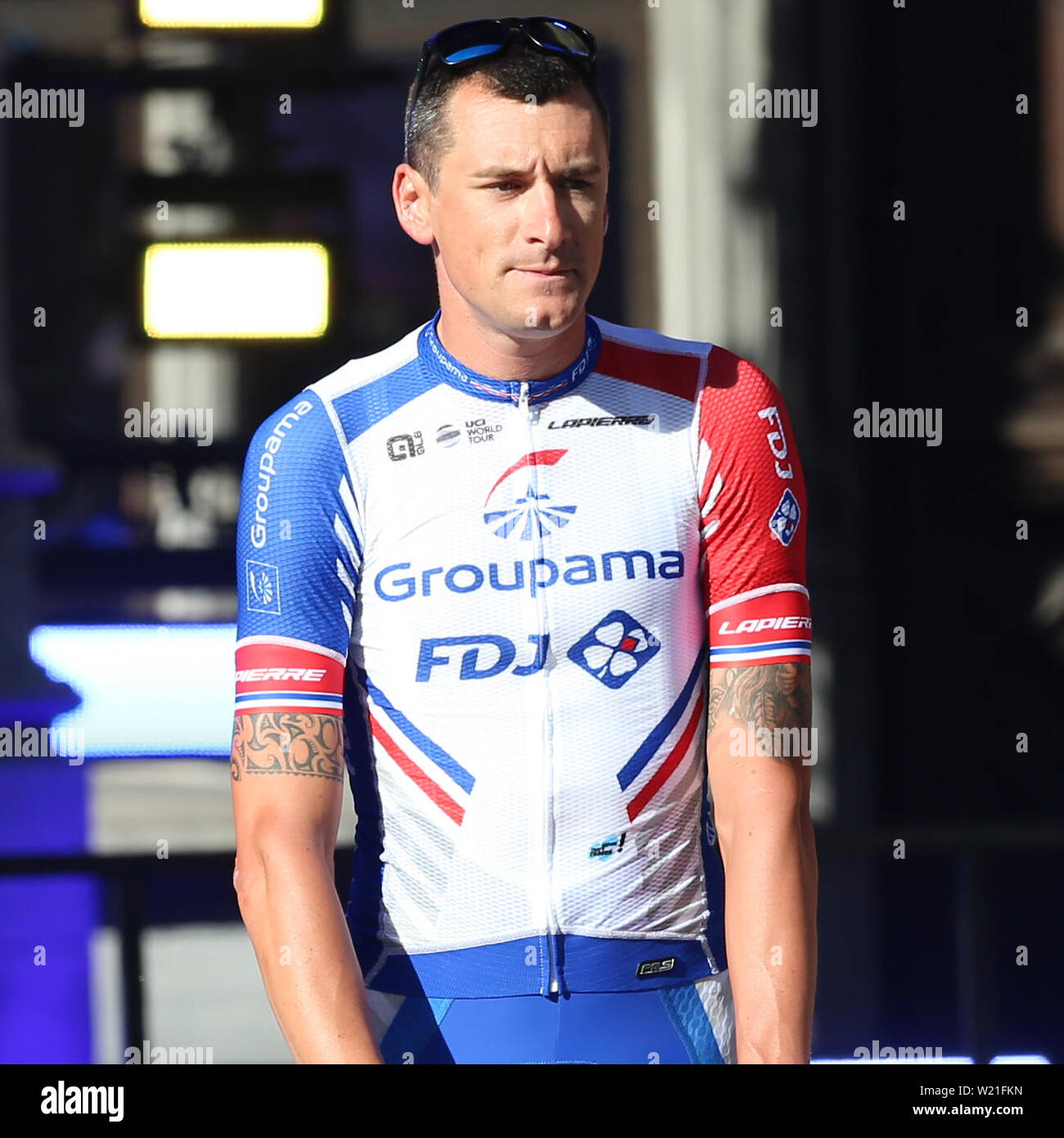 Bruxelles, Belgique. Le 04 juillet, 2019. Bruxelles - 4-07-2019, randonnée à vélo, de l'équipe FDJ GROUPAMA au début du 106e Tour de France avec Anthony Roux : Crédit Photos Pro/Alamy Live News Banque D'Images