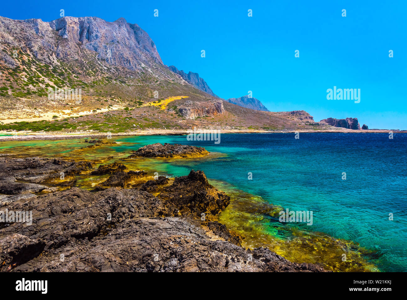 Lagon de Balos sur l'île de Crète, Grèce. Banque D'Images