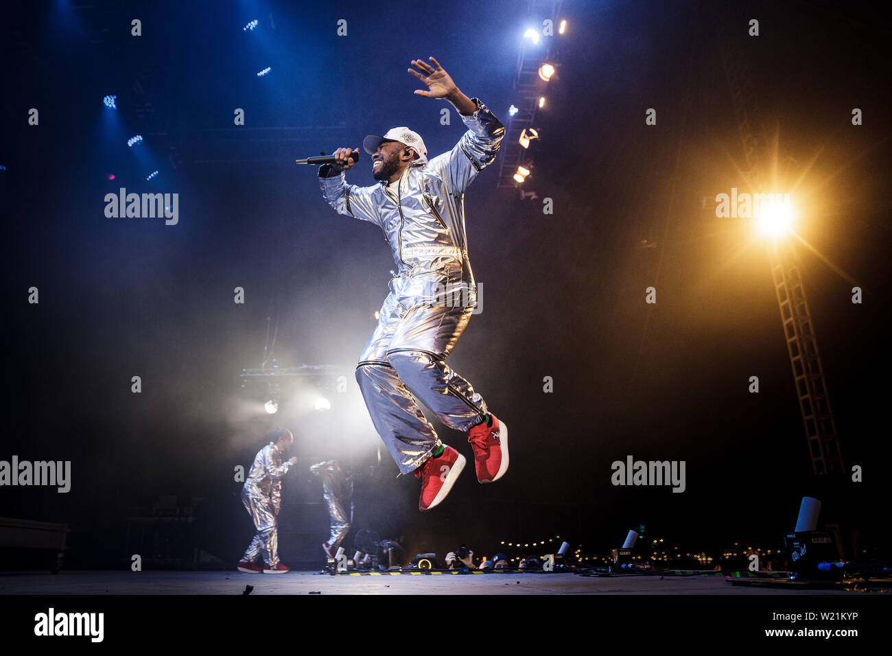 Roskilde, Danemark. Le 04 juillet, 2019. Roskilde, Danemark. Juillet 04th, 2019. Le groupe de rap américain George Sanders effectue un concert live au cours de la Danish music festival Festival de Roskilde en 2019. (Photo crédit : Gonzales Photo/Alamy Live News Banque D'Images