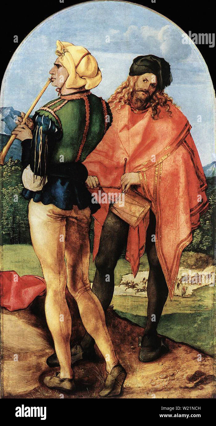 Albrecht Dürer - deux musiciens 1504 Banque D'Images