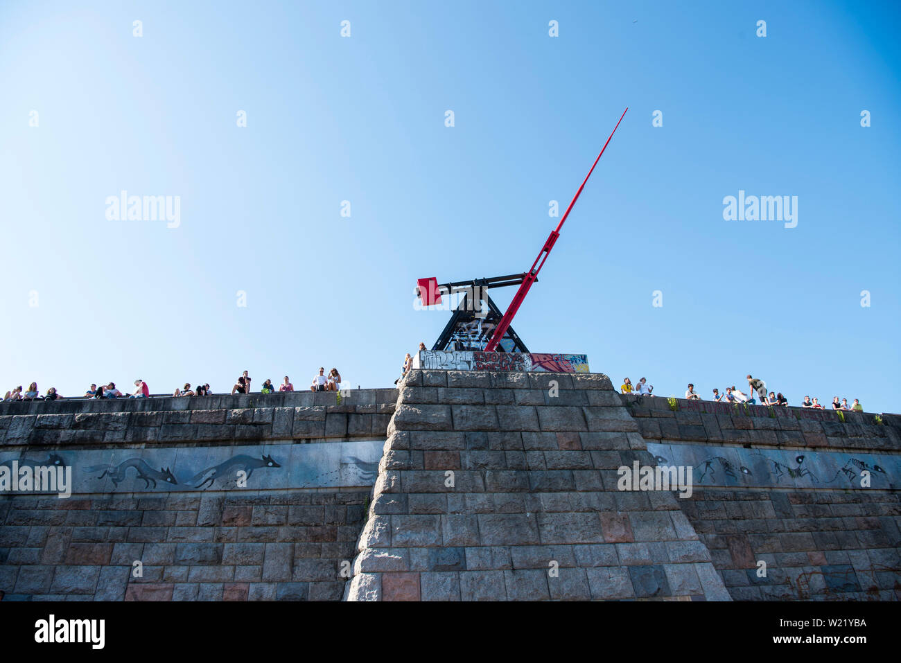 République Tchèque Prague, juin 2019 Métronome géant Letna Prague Hill. Banque D'Images