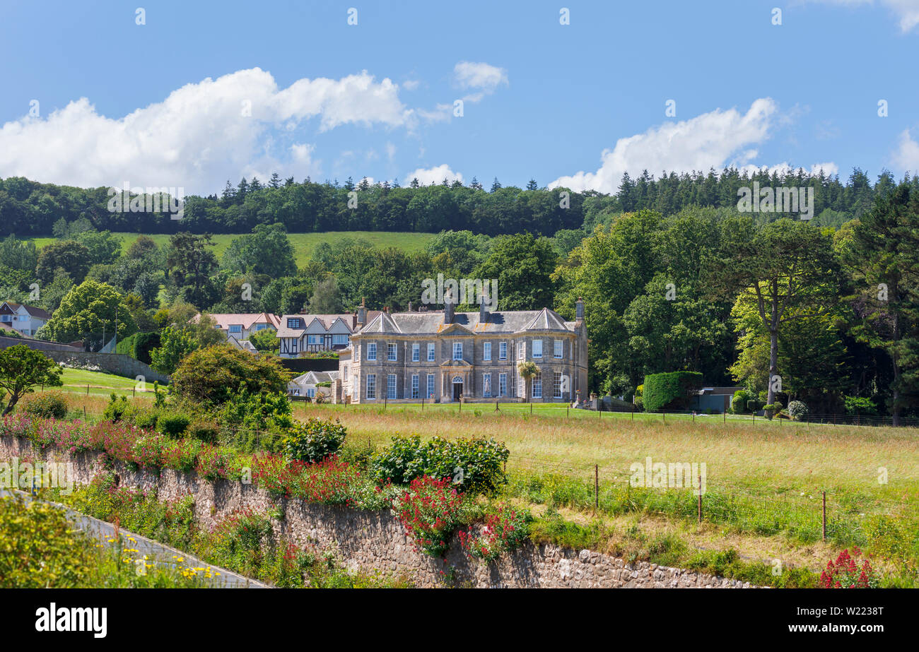 Maison de pointe, Cotmaton Sidmouth Road, une petite ville balnéaire de la côte sud du Devon, au sud-ouest de l'Angleterre vue depuis la colline de crête (Peak) Haut Banque D'Images
