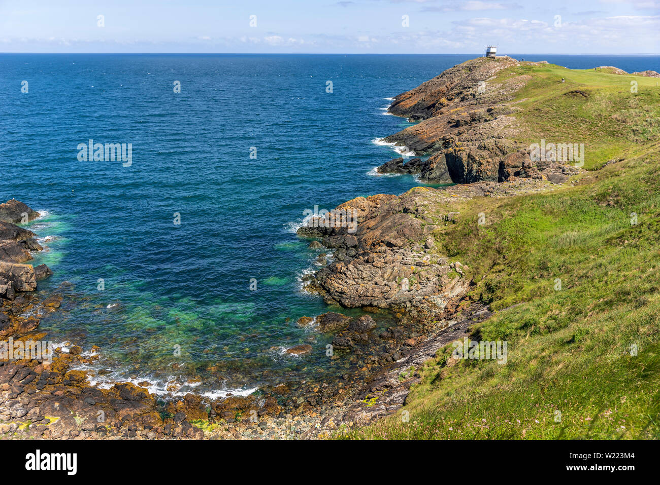 Tour de garde-côtes, le point,Porthdinllaen. Le Nord du Pays de Galles. Banque D'Images