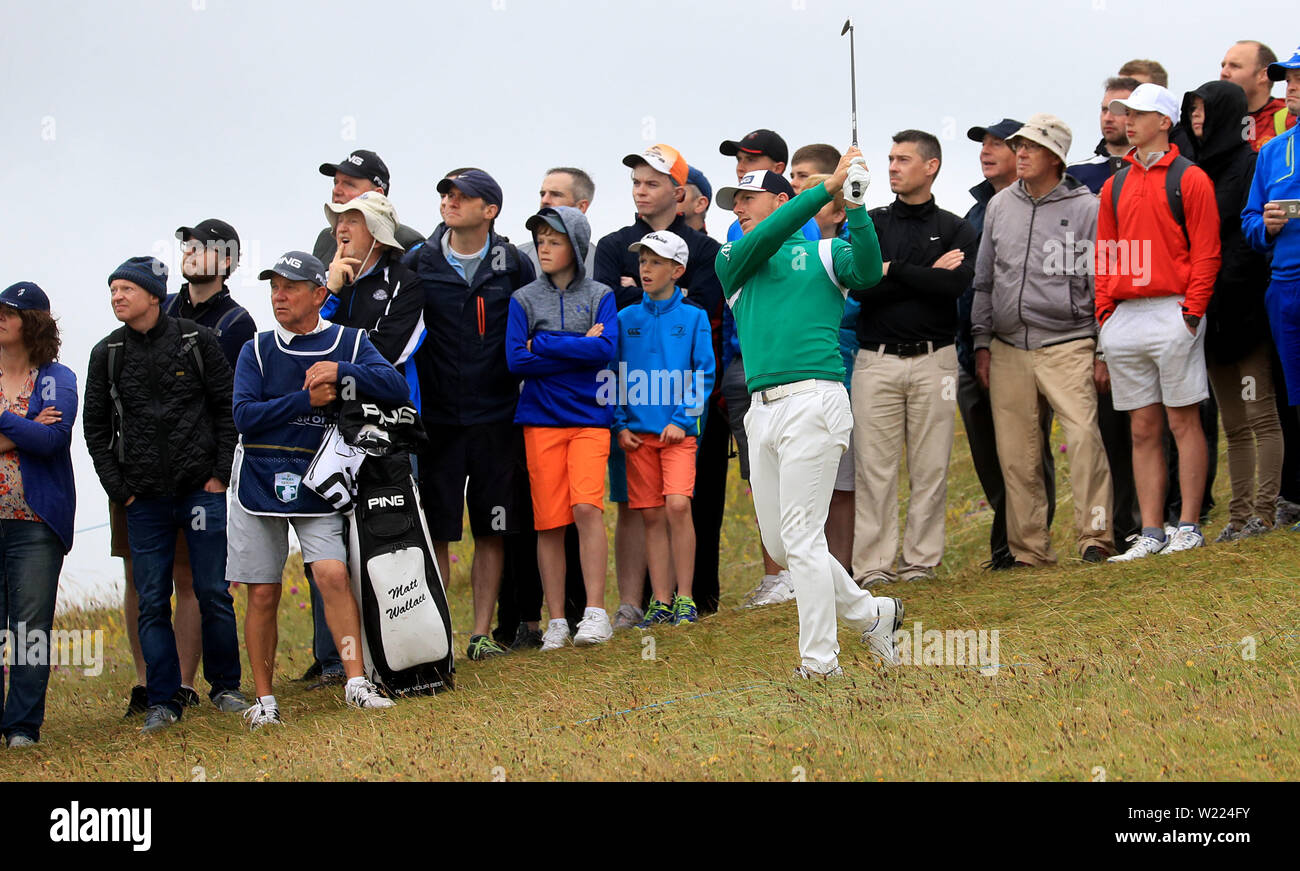 Matt Wallace de l'Angleterre au cours de la deuxième journée de la Dubai Duty Free 2019 Irish Open à Lahinch Golf Club. Banque D'Images