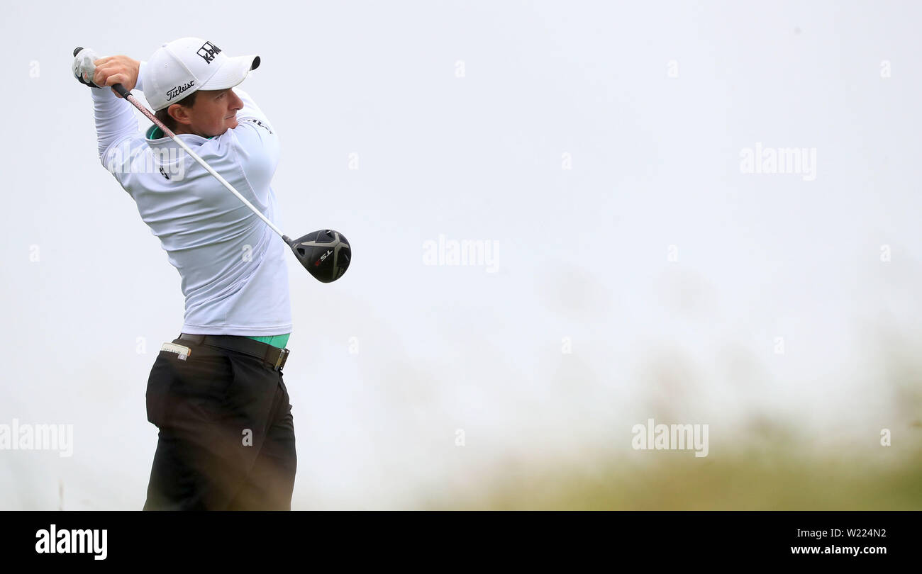 L'Irlande Paul Dunne pendant deux jours de la Dubai Duty Free 2019 Irish Open à Lahinch Golf Club. Banque D'Images