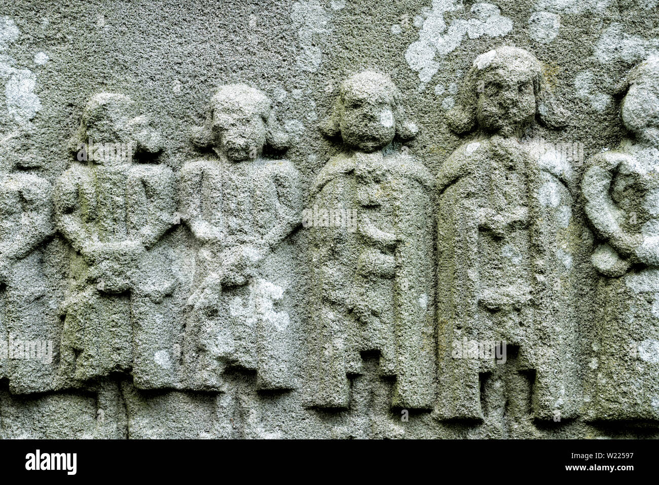 Détails d'une ancienne pierre tombale, ancienne église paroissiale protestante de Abterode, Werra-Meissner district, Hesse, Germany, Europe Banque D'Images