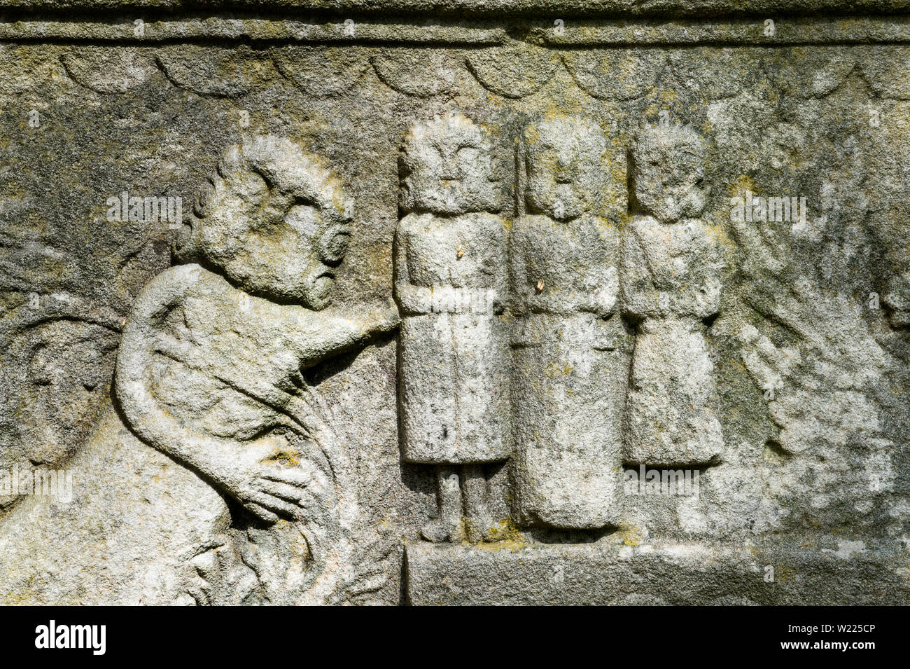 Détails d'une ancienne pierre tombale, ancienne église paroissiale protestante de Abterode, Werra-Meissner district, Hesse, Germany, Europe Banque D'Images
