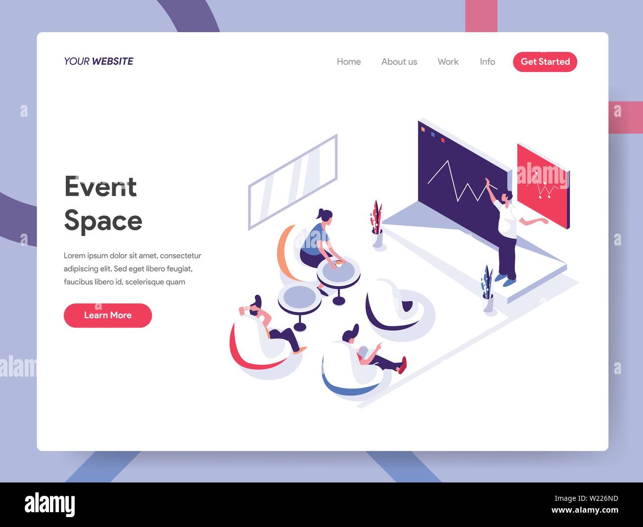 Modèle de page d'atterrissage d'espace Illustration Concept. Design plat isométrique concept de conception de page web pour le site Web et site web mobile Illustration de Vecteur