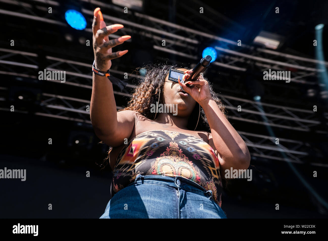 Roskilde, Danemark. 05 juillet, 2019. Roskilde, Danemark. Juillet 05th, 2019. Le rappeur américain et le parolier Cupcakke effectue un concert live au cours de la Danish music festival Festival de Roskilde en 2019. (Photo crédit : Gonzales Photo/Alamy Live News Banque D'Images