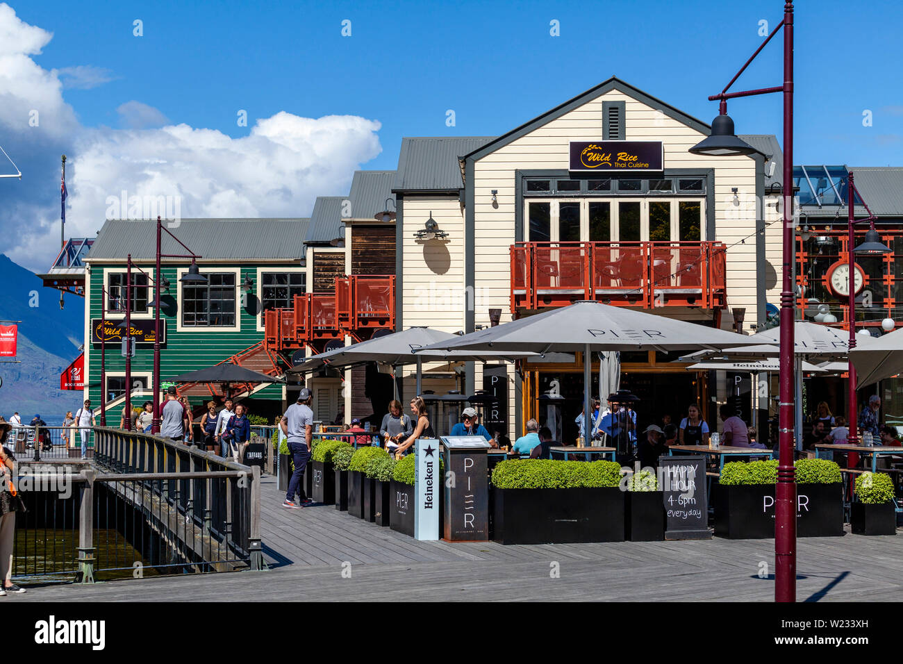 Steamer Wharf, Queenstown, Otago, île du Sud, Nouvelle-Zélande Banque D'Images
