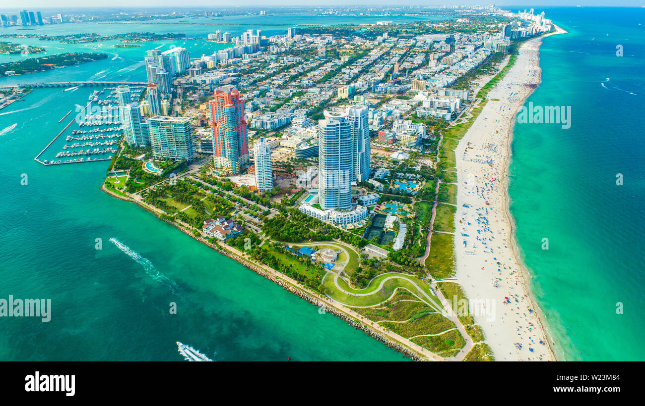 Vue aérienne ville Miami Beach. South Beach. La Floride. USA. Banque D'Images Vue aérienne ville Miami Beach. South Beach. La Floride. USA. Banque D'Images