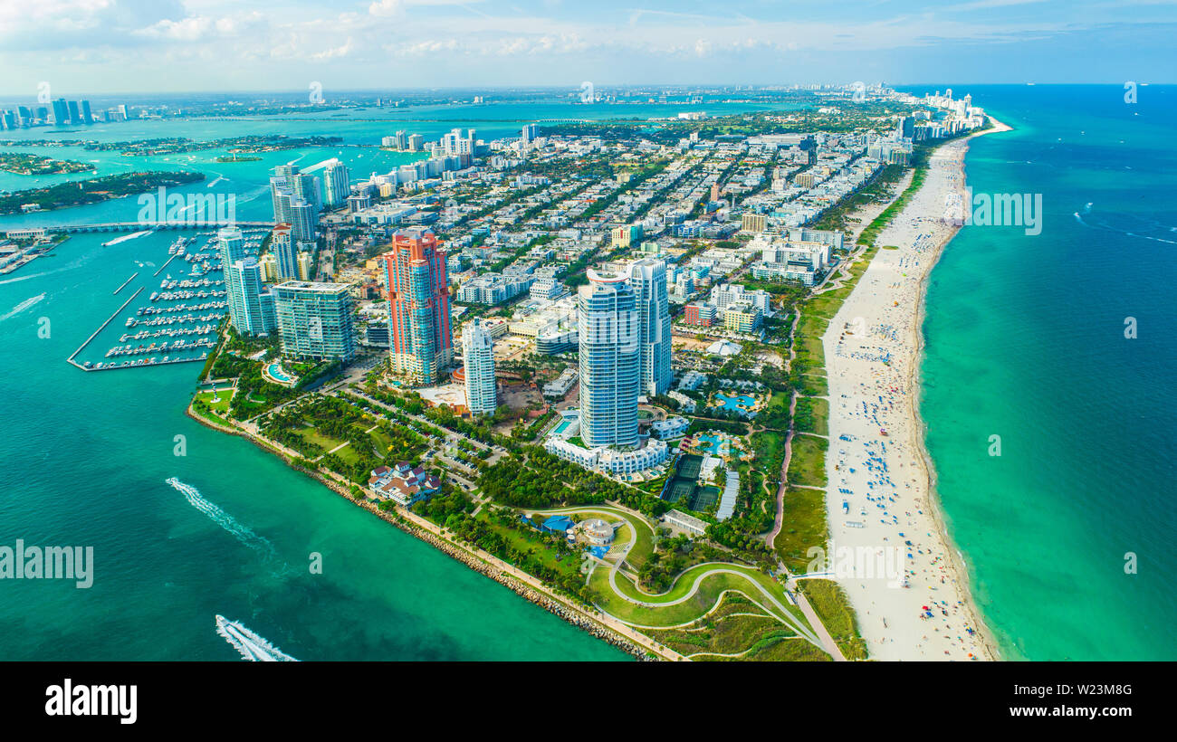 Vue aérienne ville Miami Beach. South Beach. La Floride. USA. Banque D'Images Vue aérienne ville Miami Beach. South Beach. La Floride. USA. Banque D'Images