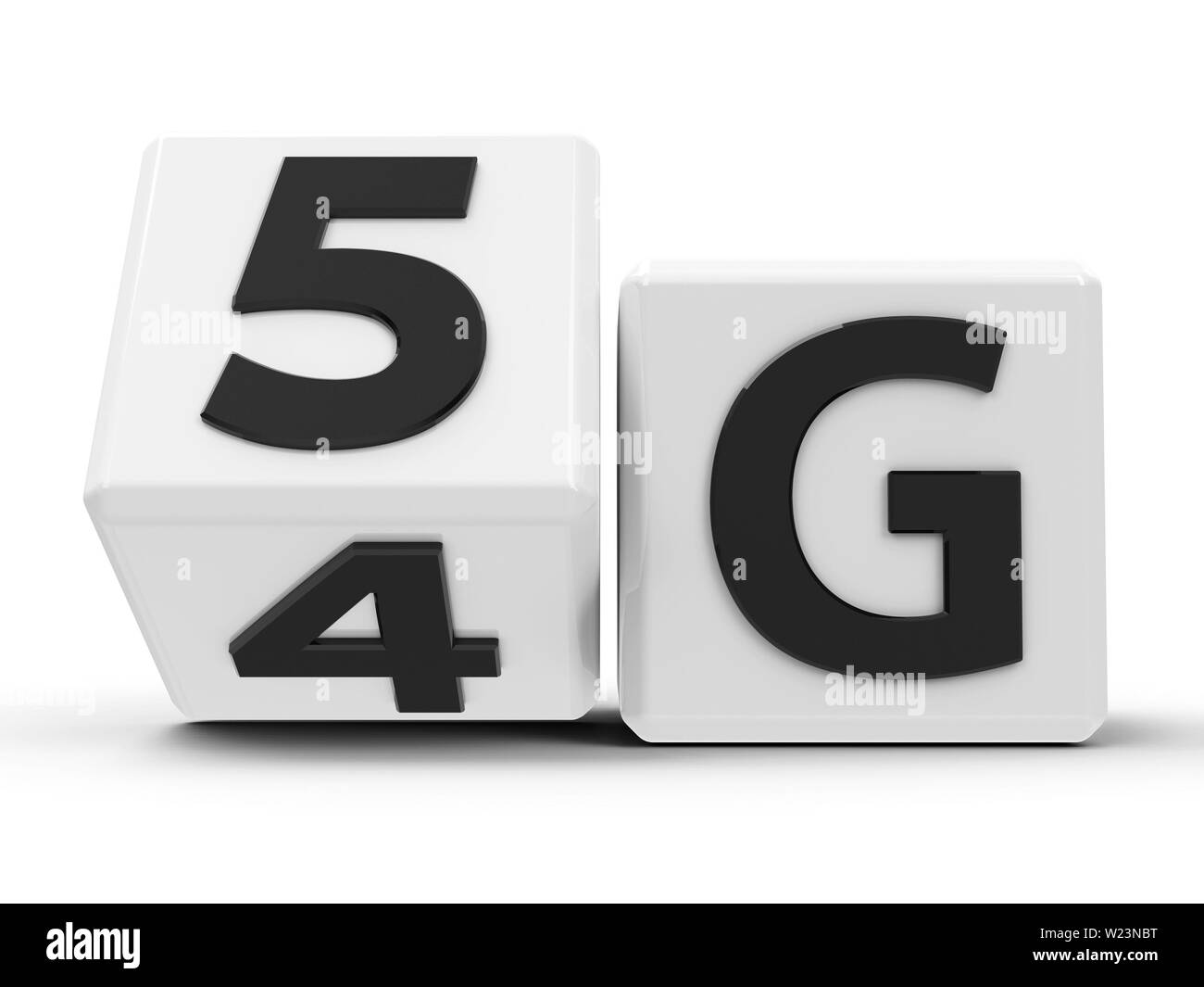 White cubes cube avec flip créer 5G - sur un tableau blanc, le rendu en trois dimensions, 3D illustration Banque D'Images