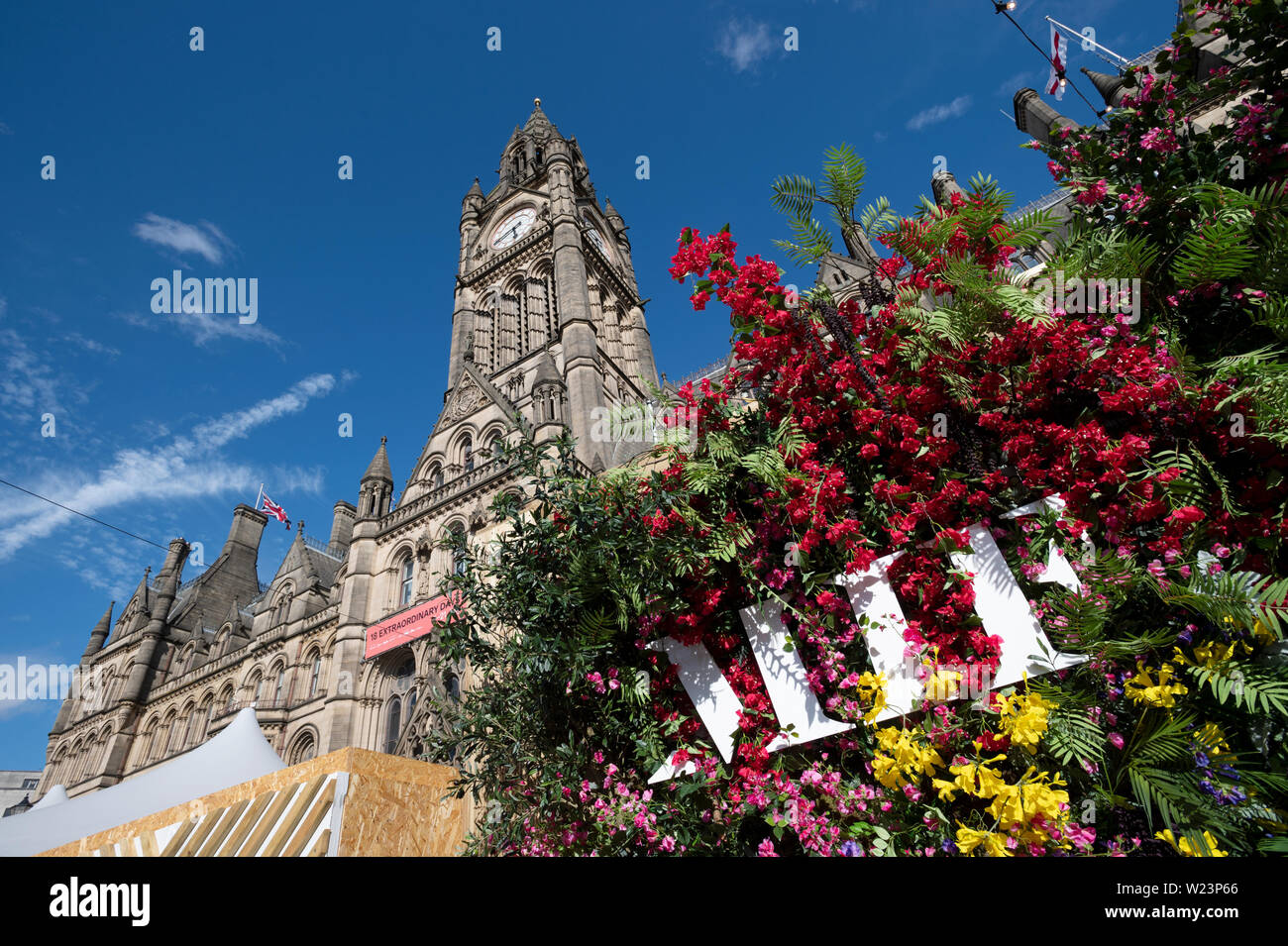 Manchester, UK. 5 juillet 2019. Le jour de l'ouverture de Festival Square, où Manchester Square Albert est transformé en un lieu central de la musique gratuitement au cours de la Manchester International Festival 2019. C'est la 7ème fois la biennale international arts festival a eu lieu depuis sa création est 2007 © Russell Hart/Alamy Live News. Banque D'Images