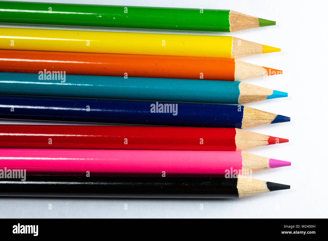 Un ensemble de crayons de couleur pour dessiner la macro photographie. Banque D'Images Un ensemble de crayons de couleur pour dessiner la macro photographie. Banque D'Images