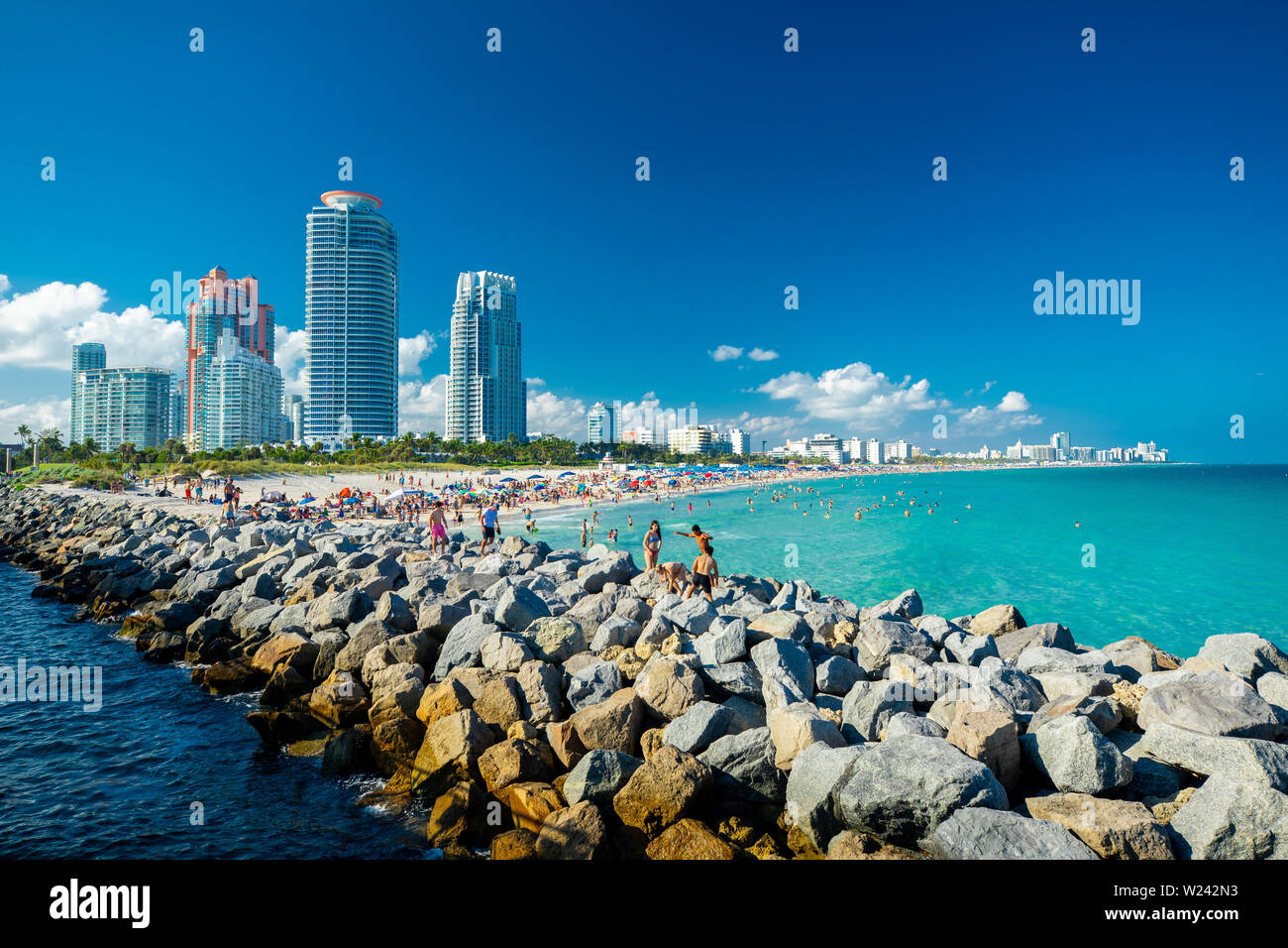 Vue aérienne ville Miami Beach. South Beach. La Floride. USA. Banque D'Images Vue aérienne ville Miami Beach. South Beach. La Floride. USA. Banque D'Images