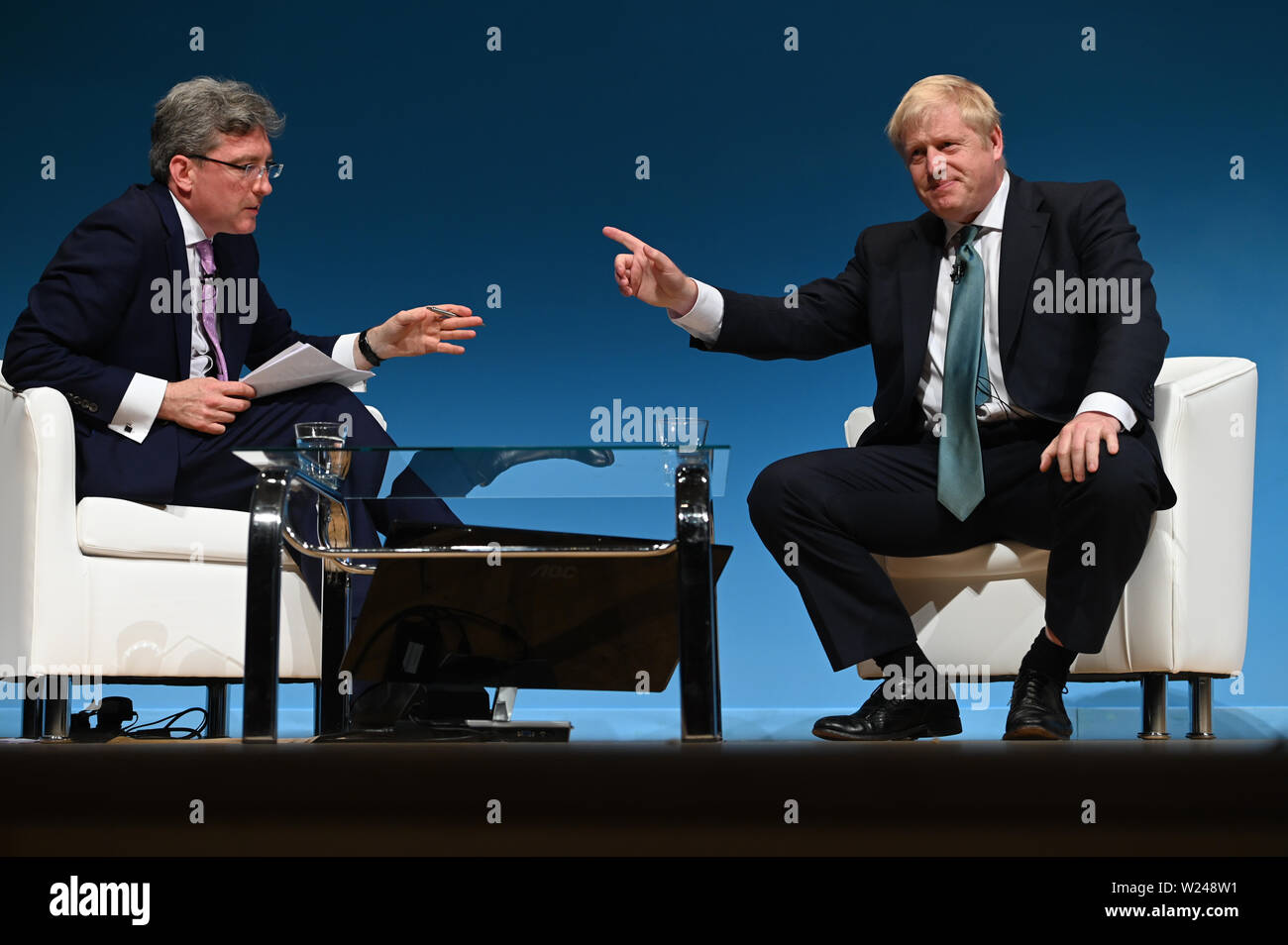 Perth, Ecosse, Royaume-Uni, 05, juillet 2019. La direction du parti conservateur, Boris Johnson, s'adresse à un candidat à l'élection de leadership pour les membres du parti. Tribune © Ken Jack / Alamy Live News Banque D'Images