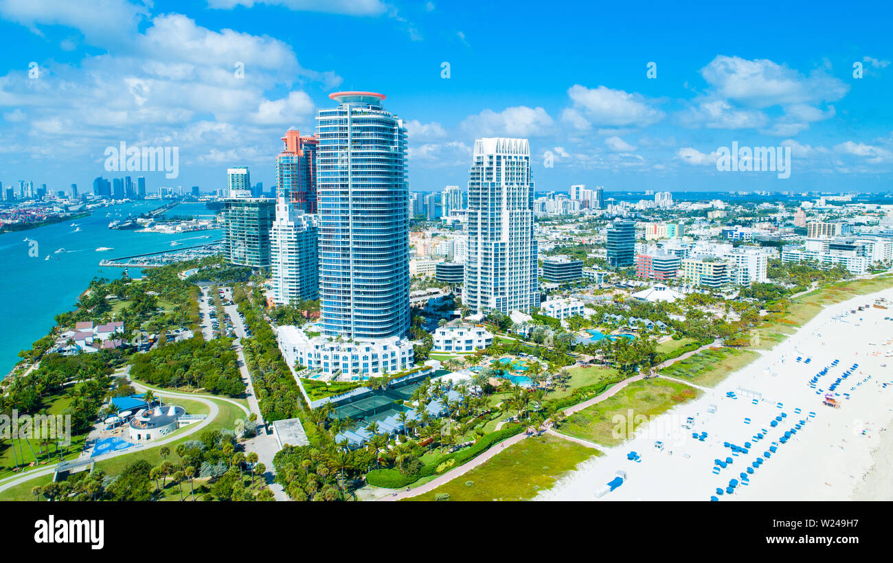 Vue aérienne ville Miami Beach. South Beach. La Floride. USA. Banque D'Images