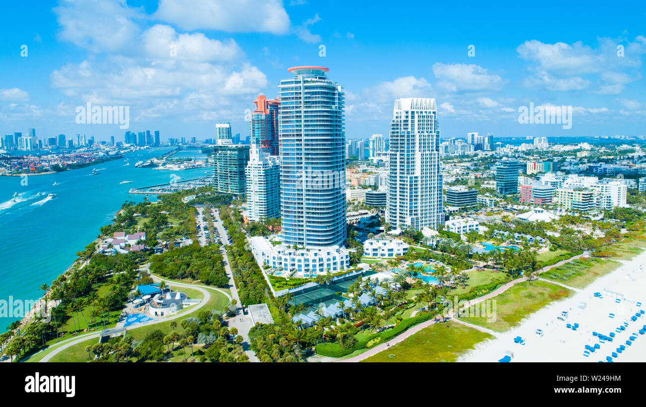 Vue aérienne ville Miami Beach. South Beach. La Floride. USA. Banque D'Images