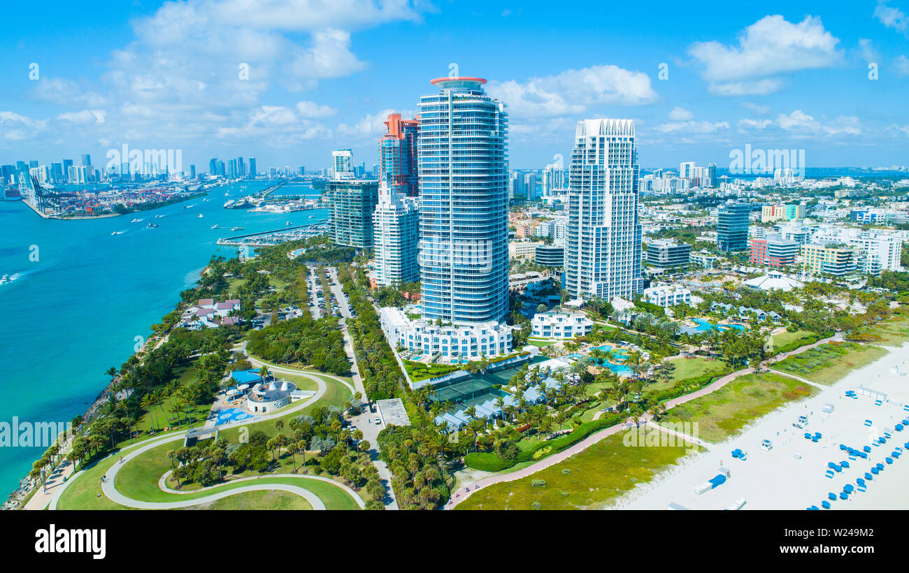 Vue aérienne ville Miami Beach. South Beach. La Floride. USA. Banque D'Images Vue aérienne ville Miami Beach. South Beach. La Floride. USA. Banque D'Images