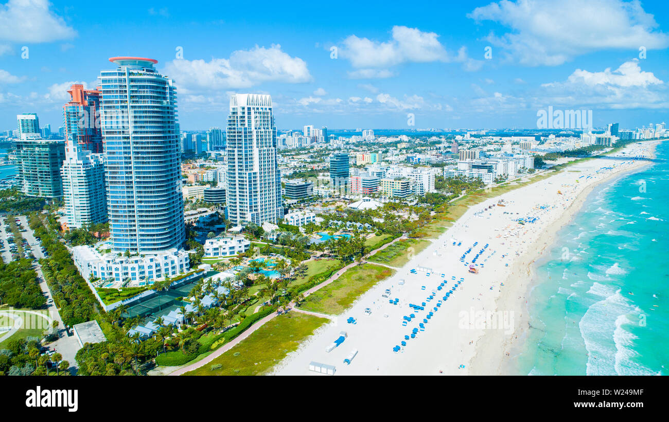 Vue aérienne ville Miami Beach. South Beach. La Floride. USA. Banque D'Images