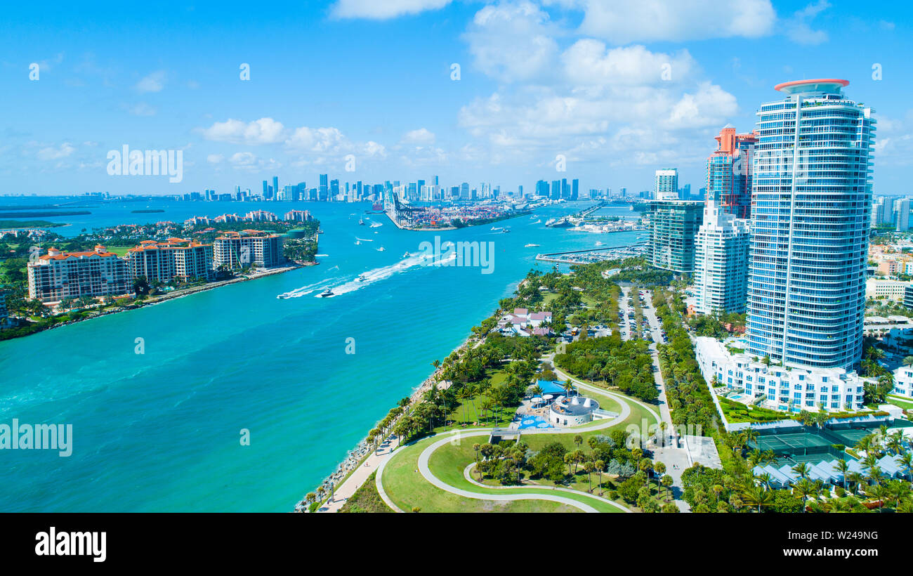 Vue aérienne ville Miami Beach. South Beach. La Floride. USA. Banque D'Images Vue aérienne ville Miami Beach. South Beach. La Floride. USA. Banque D'Images