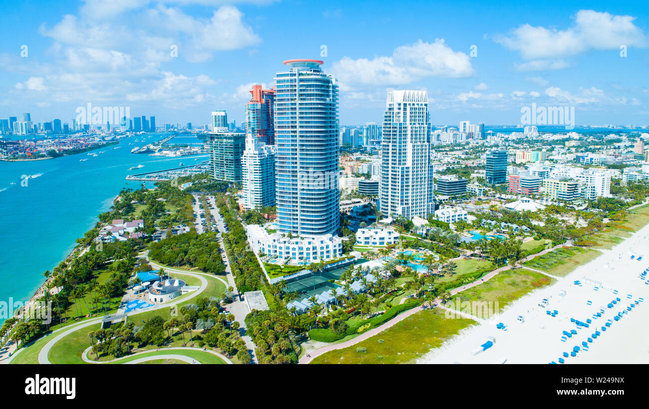 Vue aérienne ville Miami Beach. South Beach. La Floride. USA. Banque D'Images Vue aérienne ville Miami Beach. South Beach. La Floride. USA. Banque D'Images