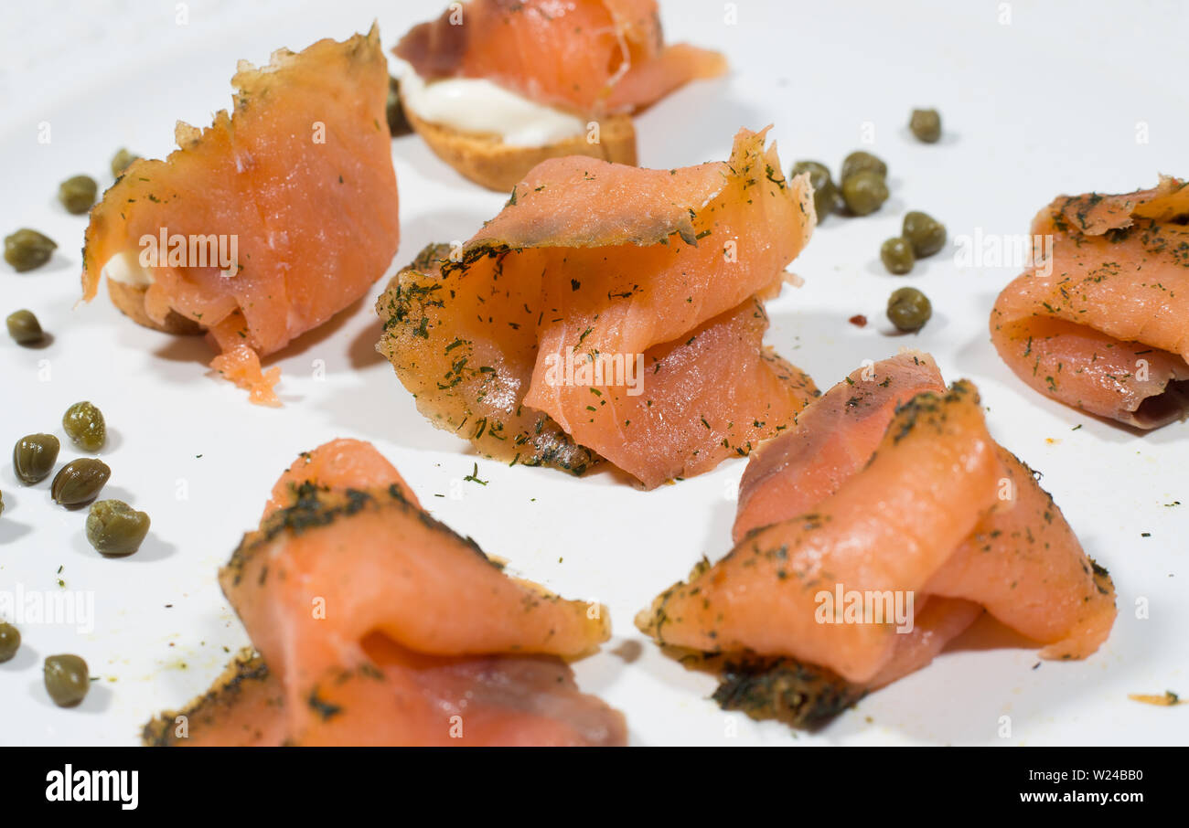 Tranches de filet de poisson du saumon Banque D'Images